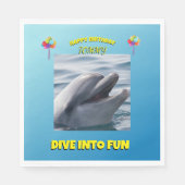 Cheerful Dolphin Birthday スタンダードランチョンナプキン (正面)