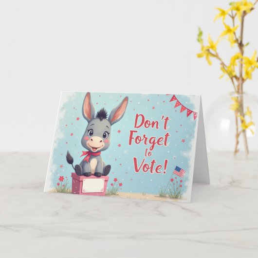  Cheerful Donkey Vote Reminder カード (黄色い花)