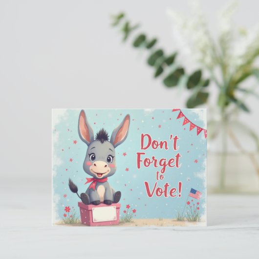 Cheerful Donkey Vote Reminder ポストカード (スタンド正面)