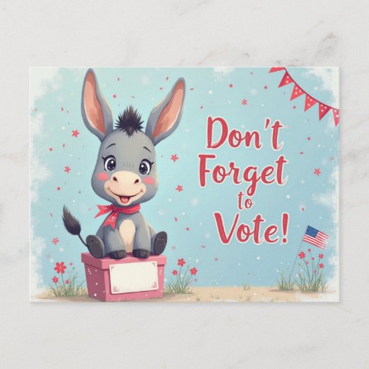 Cheerful Donkey Vote Reminder ポストカード (正面)