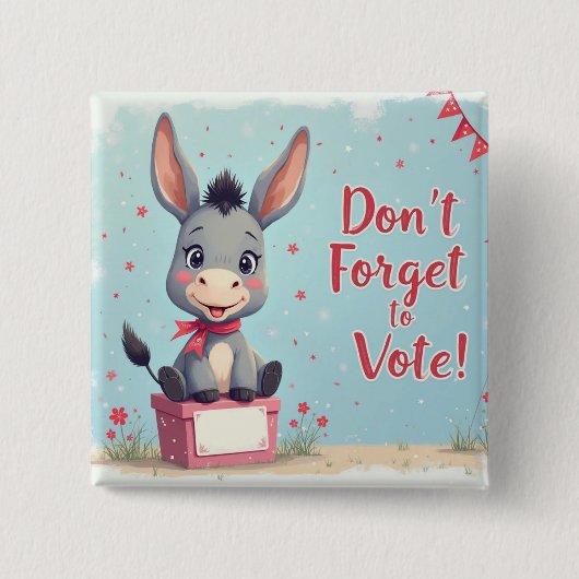 Cheerful Donkey Vote Reminder 缶バッジ (正面)