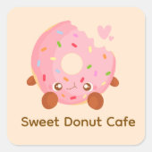 Cheerful Donut With Sprinkles スクエアシール (正面)