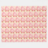Cheerful Donut With Sprinkles フリースブランケット (正面(横))