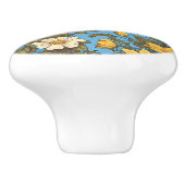 Cheerful Eastern Bluebird Yellow and White Flowers セラミックノブ (側面)