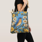 Cheerful Eastern Bluebird Yellow and White Flowers トートバッグ (クローズアップ)