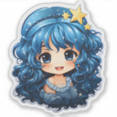Cheerful Festive Blue Christmas Sticker シール (正面)