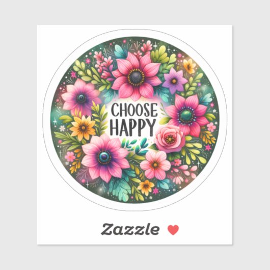 Cheerful Floral Design for Happiness シール (シート)