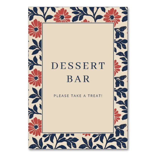 Cheerful Floral Dessert Bar Sign テーブルナンバー (正面)