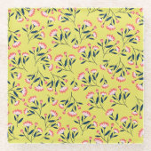  Cheerful Floral Pattern: Pink Flowers  ガラスコースター (正面)