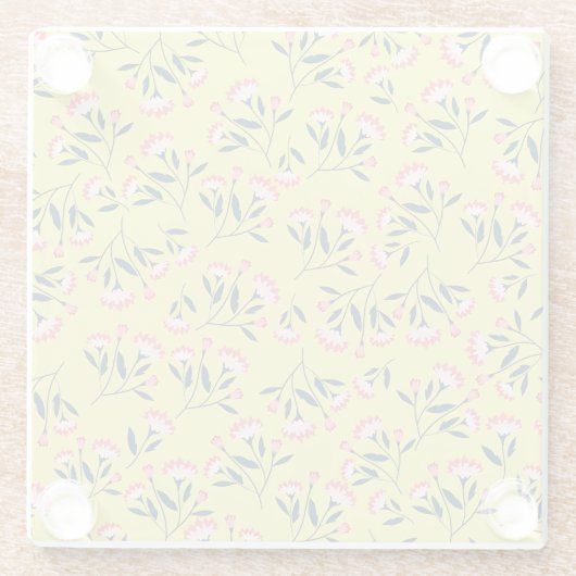  Cheerful Floral Pattern: Pink Flowers  ガラスコースター (裏面)