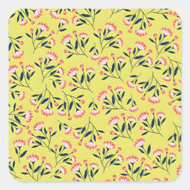  Cheerful Floral Pattern: Pink Flowers  スクエアシール
