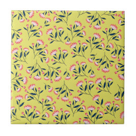 Cheerful Floral Pattern: Pink Flowers  タイル