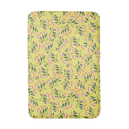 Cheerful Floral Pattern: Pink Flowers  バスマット (正面縦)