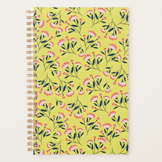  Cheerful Floral Pattern: Pink Flowers  プランナー手帳 (正面)