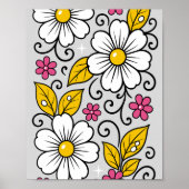 Cheerful Floral Pattern with Bold Outlines ポスター (正面)