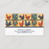 Cheerful Folk Art Chicken Egg 名刺 (裏面)