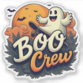 Cheerful Ghost "Boo Crew" Halloween Sticker シール (正面)
