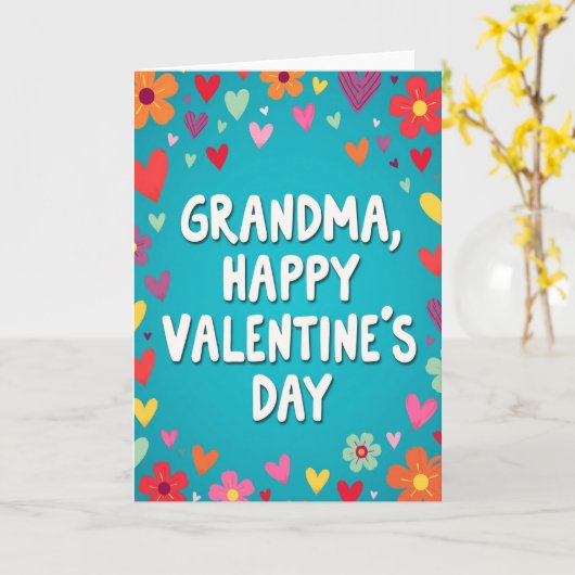 Cheerful Grandma Valentine Card カード (黄色い花)