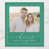 Cheerful Green Minimalist Wedding ワインラベル (シングルラベル)