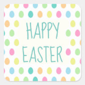 Cheerful Happy Easter Colorful Pastel スクエアシール (正面)