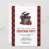 Cheerful highland cow invite red poinsettia charm 招待状 (正面)