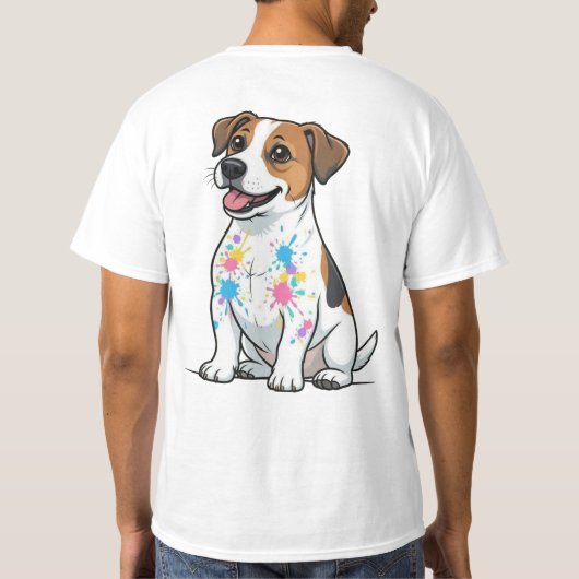 Cheerful Jack Russell Splatter Fun Tシャツ (裏面)