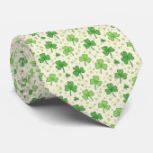 Cheerful Kelly Green Whimsical Scattered Four-Leaf ネクタイ (ロール)