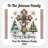 Cheerful Merry Christmas Gift Sticker スクエアシール (正面)