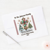 Cheerful Merry Christmas Gift Sticker スクエアシール (封筒)