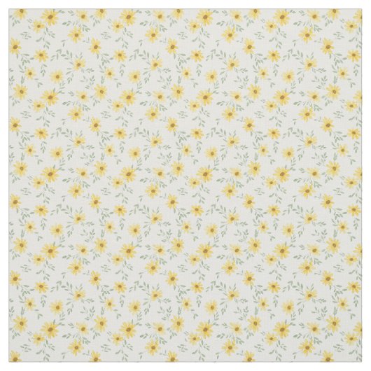 Cheerful Morning Daisy Sunny Watercolor Floral ファブリック (見本)