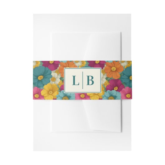Cheerful Multicolor Floral Initials 招待状ベリーバンド (正面例)
