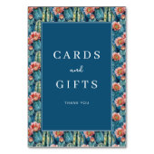 Cheerful Navy Botanical Cactus Border テーブルナンバー (裏面)