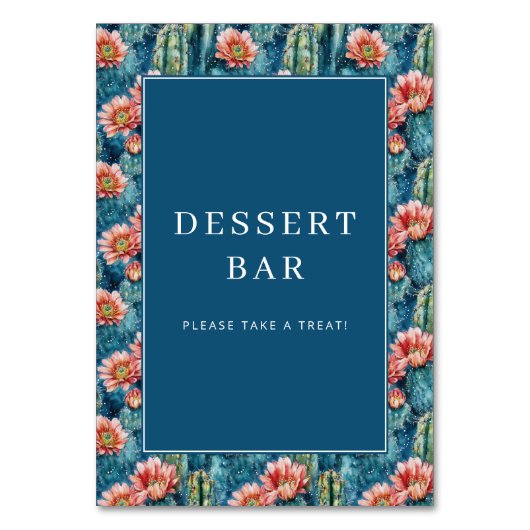 Cheerful Navy Cactus Floral Border テーブルナンバー (正面)