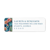 Cheerful Navy Watercolor Cactus ラベル (正面)