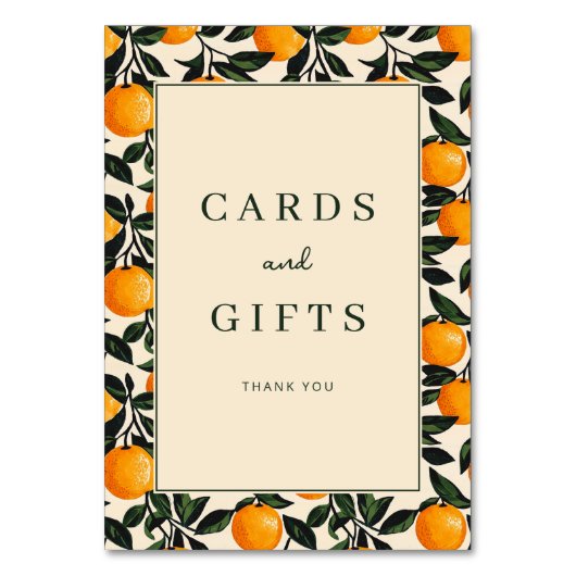 Cheerful Orange Citrus Illustration Border テーブルナンバー (正面)