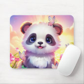 Cheerful Panada, Rainbows, Butterflies and Flowers マウスパッド (マウス)