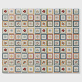 Cheerful Patchwork of Christmas Elements ラッピングペーパー (フラット)