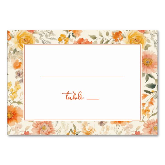 Cheerful Peach Floral Border テーブルナンバー (正面)
