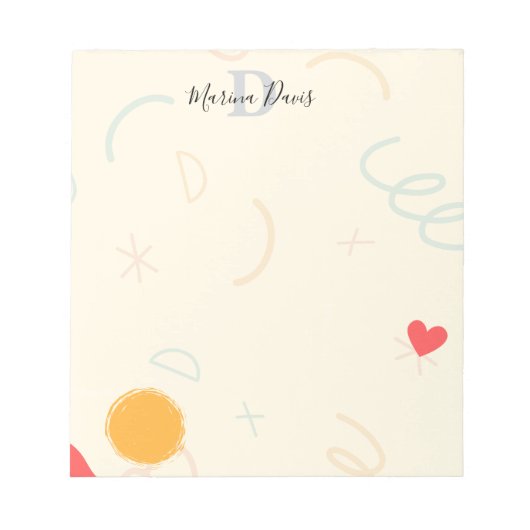 Cheerful Personalized Monogram Notepad ノートパッド (正面)