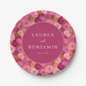 Cheerful Pink Floral ペーパープレート (正面)