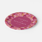 Cheerful Pink Floral ペーパープレート (アングル)