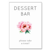 Cheerful Pink Floral Dessert Sign テーブルナンバー (裏面)