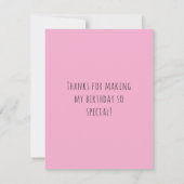 Cheerful Playful Fun Pink Corgi Birthday Thank You 出欠カード (裏面)