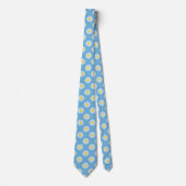 Cheerful Powder Blue Retro Daisy Flower Polka Dot  ネクタイ (正面)