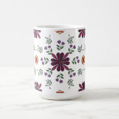 Cheerful Purple and Yellow Floral Folk Art Mug  コーヒーマグカップ (中央)