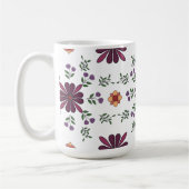 Cheerful Purple and Yellow Floral Folk Art Mug  コーヒーマグカップ (左)