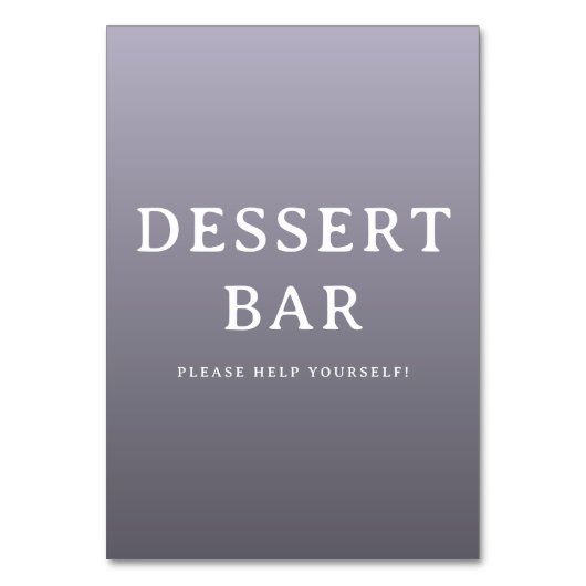 Cheerful Purple Minimalist Dessert Bar Sign テーブルナンバー (正面)
