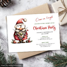 Cheerful Quirky Santa Modern Christmas Party Card 招待状