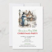Cheerful red green winter scene party invite 招待状 (正面)