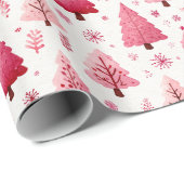 Cheerful Red & Pink Tree Illustration ラッピングペーパー (ロールコーナー)